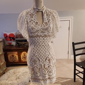 Crystal Doll White Lace Mini Dress